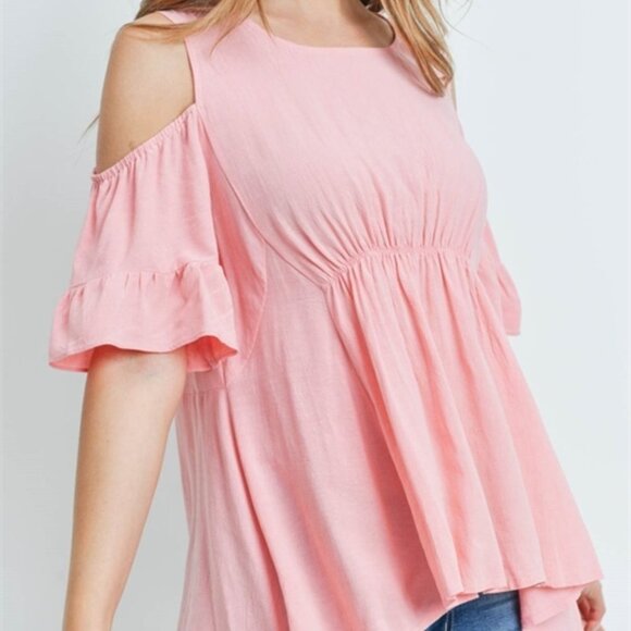 PINK COLD SHOULDER TUNIC TOP - Picture 6 of 6